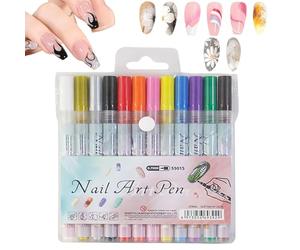 Marqueurs Vernis à Ongles | Kit Manucure 12 Couleurs Séchage Rapide | Stylo Peinture Gel Contour Ongles 0,3 mm - Pour Noël Anniversaire Maison Salon Amateurs Bricolage Adultes Art