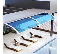 Marquise De Jardin Moderne en Polycarbonate, Pare-Pluie avec Support en Alliage D'aluminium Blanc, pour Terrasses, Portes De Terrasse Et Porches(Blue,100 * 160cm/39 * 63in)
