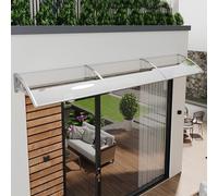 Marquise De Jardin Moderne en Polycarbonate, Pare-Pluie avec Support en Alliage D'aluminium Blanc, pour Terrasses, Portes De Terrasse Et Porches(Clear,100 * 160cm/39 * 63in)