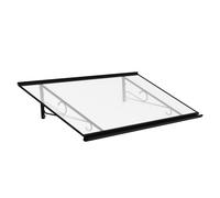 Marquise de porte Alès, marquise plate, en aluminium et polycarbonate solide, anthracite, avec gouttière d’évacuation, configuration personnalisée