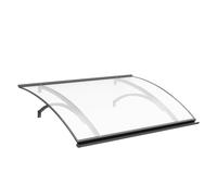 Marquise de porte Bellac, marquise incurvée, en aluminium et polycarbonate cellulaire, anthracite, avec gouttière d’évacuation