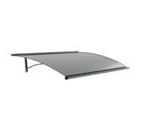 Marquise de porte Chaumont, marquise arrondie en aluminium et matériau composite, anthracite, avec gouttière d’évacuation, configuration personnalisée