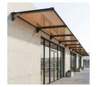Marquise de Porte d’Entrée en Polycarbonate Transparent,Protection Contre Pluie et UV,Design Résistant aux Intempéries,Support en Polypropylène,Élégance et Durabilité(110x200cm/43x79in)