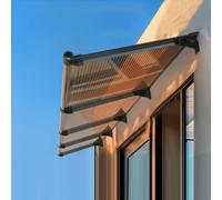Marquise de Porte d’Entrée Marron,Auvent de Porte Aluminium Résistant Aux Chocs,Auvent de Véranda Protection UV Contre la Pluie et la Neige,Panneau en Polycarbonate 200 Kg (40x430cm)