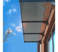 Marquise de Porte d’Entrée Silencieux,Résistante Toit Abri Contre la Pluie et UV,Auvent de Porte Aluminium,Auvent Fenêtre Design Moderne,Toit de Porte pour Garage (120x210cm/47 x83)