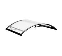 Marquise de porte Dax, marquise incurvée, en aluminium et polycarbonate cellulaire, anthracite, avec gouttière d’évacuation