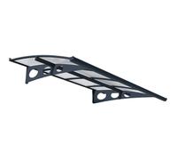 Marquise de porte en aluminium gris et polycarbonate double paroi Herald 223.5 x 139 cm