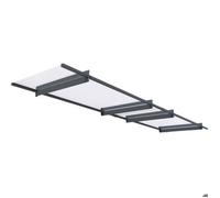 Marquise de porte en aluminium gris et polycarbonate transparent Nancy 411 x 94 cm