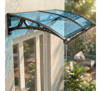 Marquise de Porte Exterieur Auvent Porte d'entree Toit, L 60 80 100 120cm Auvent Porte d'entree, Auvent de Terrasse Supports Aluminium, Toit Abri Fenêtre Protection Pluie Neige UV, Jardin Garage