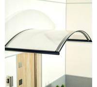 Marquise de porte Guéret, marquise incurvée, en aluminium et polycarbonate cellulaire, anthracite, avec gouttière d’évacuation