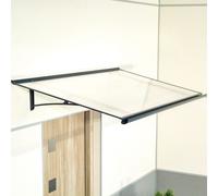 Marquise de porte Langres, marquise incurvée, en aluminium et polycarbonate cellulaire, anthracite, avec gouttière d’évacuation