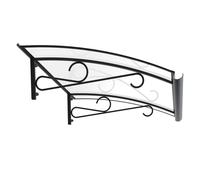 Marquise de porte Mende, marquise incurvée, en aluminium et polycarbonate solide, anthracite, avec gouttière d’évacuation, configuration personnalisée