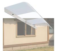 Marquise de Porte Moderne Transparente/Givrée - Auvent d'Entrée Courbé Anti-Pluie et Coupe-Vent, Abri Fenêtre Polycarbonate Petite 20-130 Cm(Half Clear,W25xD35cm)