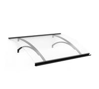 Marquise de porte Pornic, marquise incurvée, en aluminium et en verre acrylique, anthracite, avec gouttière d’évacuation, configuration personnalisée