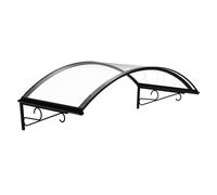 Marquise de porte Redon, marquise incurvée, en aluminium et polycarbonate solide, anthracite, avec gouttière d’évacuation, configuration personnalisée