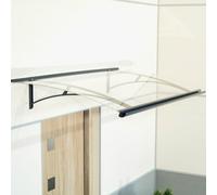 Marquise de porte Toul, marquise arrondie en aluminium et verre acrylique clair ou satiné, anthracite, avec gouttière d’évacuation