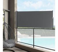 Marquise latérale 120 x 300 cm Gris Protection visuelle Marquise Protection contre le soleil et le vent