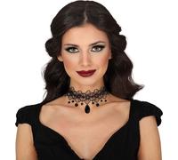 Marquise Princesse Dentelle Noire Choker Gothique Collier Élégance Mystique Bijoux Accessoire Halloween, Couleur : Noir