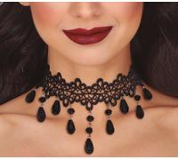Marquise Princesse Dentelle Noire Choker Gothique Collier Élégance Mystique Bijoux Accessoire Halloween, Couleur : Noir