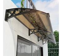 Marquise Solaire Abri Banne Entrée Protection,Toit Marquise en Polycarbonate et Cadre en Aluminium,Auvent de Porte d'Entrée Contre Pluie Neige UV,Toit de Porte pour Garage (80x320cm/32 x126)