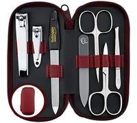 marQus kit manucure pedicure 7 pc. de Solingen - kit manucure professionnelle cuir, 2 coupe ongle, limes a ongles Solingen, pince à épiler, 2 ciseaux, lime a ongle verre