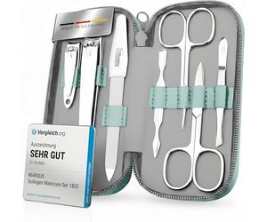 marQus kit manucure pédicure 7 pièces de Solingen - set de manucure professionnel en cuir complet, 2 coupe-ongles, lime à ongles Solingen, pince à épiler, 2 ciseaux, pousse-cuticule