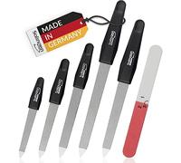marQus Sapphire Lime Set - 6 pièces avec polissoir à 3 voies - acier inoxydable, grain saphir double face pour les ongles naturels, fabriqué à Solingen, Allemagne - manche noir antidérapant