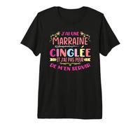 Marraine Cinglée Baptême Filleule Et Marraine T-Shirt Haut de Gamme