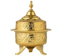 Marrakech - Bol à bijoux oriental avec couvercle métal - 18 cm - Rangement bijoux décoration salon chambre - Bonbonnière Nabila - Argenté