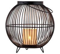 Marrakech Bougeoir Leya - Décoration bohème - En métal - Fil métallique - 26 cm - Noir et doré - Photophore Leya comme décoration de jardin et de table de salon - Bougeoir exquis pour bougies