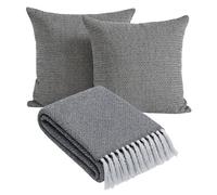 Marrakech Calix Lot de 3 couvre-lits 125 x 150 cm et 2 taies d'oreiller 40 x 40 cm, en coton, style bohème, avec franges, 2 coussins décoratifs, sans rembourrage, décoration de salon