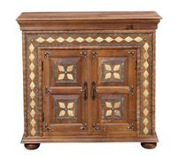 Marrakech - Commode orientale avec portes en bois et laiton - 100 cm - Charme vintage - Petit buffet - Commode abtin pour rangement élégant et décoration bohème dans le salon et la chambre à coucher