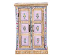 Marrakech Commode peinte à la main avec portes en bois blanc 94 cm de haut | Décoration orientale Petit buffet Comode Adya fait main pour un rangement élégant et une décoration vintage dans le salon