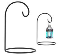 Marrakech Deko Aesthetic Porte-bijoux en métal noir 20 cm de haut | Petit crochet de berger avec pied comme décoration de balcon | Crochet de lanterne debout comme décoration de Noël ou rebord de