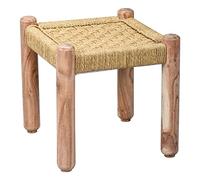 Marrakech Josue Tabouret décoratif bohème en bois et jute 36 cm | Repose-pieds idéal pour le jardin, la terrasse et le balcon comme meuble de balcon