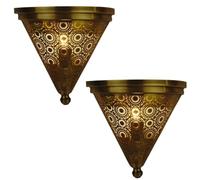 Marrakech Lot de 2 appliques murales orientales en métal 31 cm Doré vieilli Décoration murale