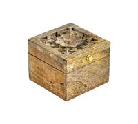 Marrakech - Lot de 2 boîtes de rangement en bois Lounes - 10 cm - Décoration bohème - Boîte à bijoux sculptée à la main - Cadeau