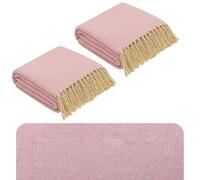 Marrakech Lot de 2 couvertures en coton - 125 x 150 cm - Petite couverture de canapé pour canapé et canapé - Couverture douillette dans le salon et la chambre à coucher - Plaid bohème avec franges