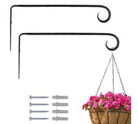 Marrakech Lot de 2 crochets muraux forgés à la main, noirs, 26 cm de long, style vintage, à visser, pour suspension de fleurs et plantes suspendues, support d'appareil Mapoy pour l'extérieur, comme