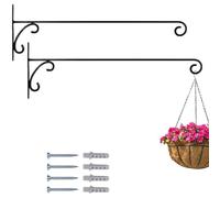 Marrakech Lot de 2 crochets muraux forgés à la main, noirs, 50 cm de long, style vintage, à visser, pour suspension de fleurs et plantes suspendues, support pour appareils Tarmo pour l'extérieur,