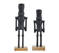 Marrakech Lot de 2 figurines Casse-noisette - Noir - 32 et 22 cm - Décoration de Noël élégante en aluminium - Présentoir décoratif moderne comme rebord de fenêtre - Décoration de l'Avent scandinave