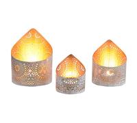 Marrakech Lot de 3 photophores décoratifs style bohème - 15 cm - Blanc et doré - Bougeoirs Yous comme décoration esthétique pour le salon - Photophore oriental comme décoration de balcon