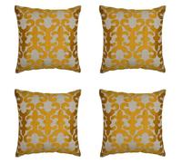 Marrakech - Lot de 4 housses de coussin - 40 x 40 cm - Coussin de canapé douillet en coton brodé comme décoration de salon, sur le fauteuil et le canapé - Coussin décoratif Kayon doré comme coussin de