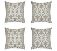 Marrakech - Lot de 4 housses de coussin - 40 x 40 cm - Coussin de canapé douillet en coton brodé comme décoration de salon, sur le fauteuil et le canapé - Coussin décoratif Kayon blanc comme coussin