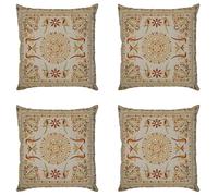 Marrakech - Lot de 4 housses de coussin - 40 x 40 cm - En coton brodé - Décoration de salon, sur le fauteuil et le canapé - Marron - Comme coussin de chaise dans la salle à manger