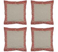 Marrakech - Lot de 4 housses de coussin - 50 x 50 cm - En coton brodé - Décoration de salon sur le fauteuil et le canapé - Rouge frisia - Coussin de chaise dans la salle à manger