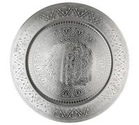 Marrakech Manar Plateau décoratif oriental bohème en métal 50 cm | Plateau à bougie Manar en argent comme décoration de table pour cuisine et salon | Plateau de petit-déjeuner rond vintage pour