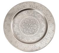 Marrakech Manar - Plateau décoratif oriental - En métal - 35 cm - Argenté - Décoration de table pour cuisine et salon - Vintage