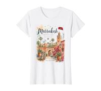 Marrakech Maroc Aquarelle Afrique du Nord Art Souvenir T-Shirt Graphique avec Valeur