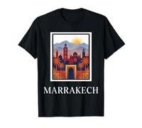 Marrakech Maroc Désert Skyline Rétro Voyage Art Graphique T-Shirt
